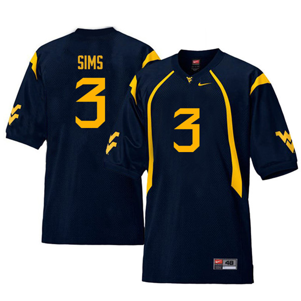 NCAA Men's Charles Sims West Virginia Mountaineers Navy #3 Nike Stitched Football College Retro Authentic Jersey TM23U58ED
